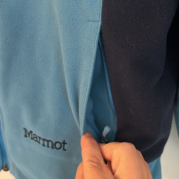 Marmot Women’s Fleece Full Zip Windstopper wind breaker jacket coat blue warm XL - Picture 6 of 12